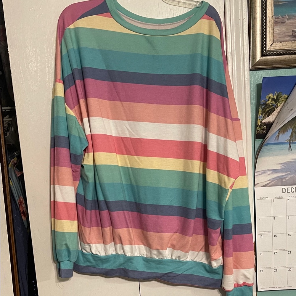 Vibrant Multicolor Striped Women's Blouse